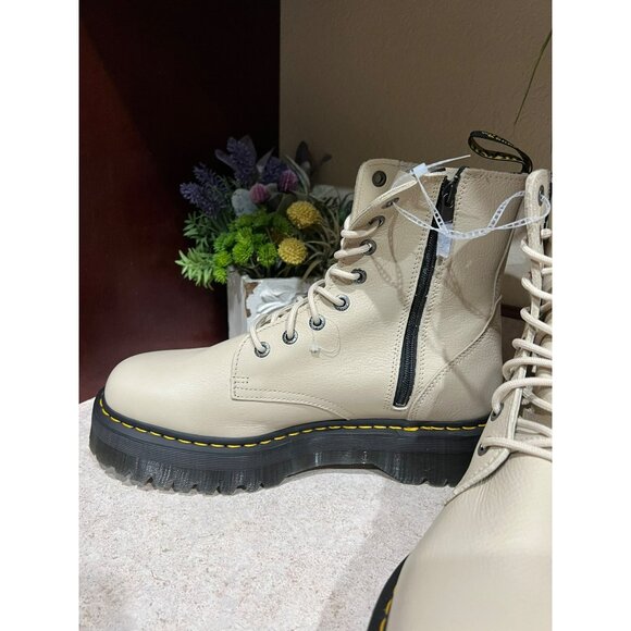 Dr. Martens Mens Size 14 Beige Platform Combat Boots With Side Zipper & Yellow S main image 4